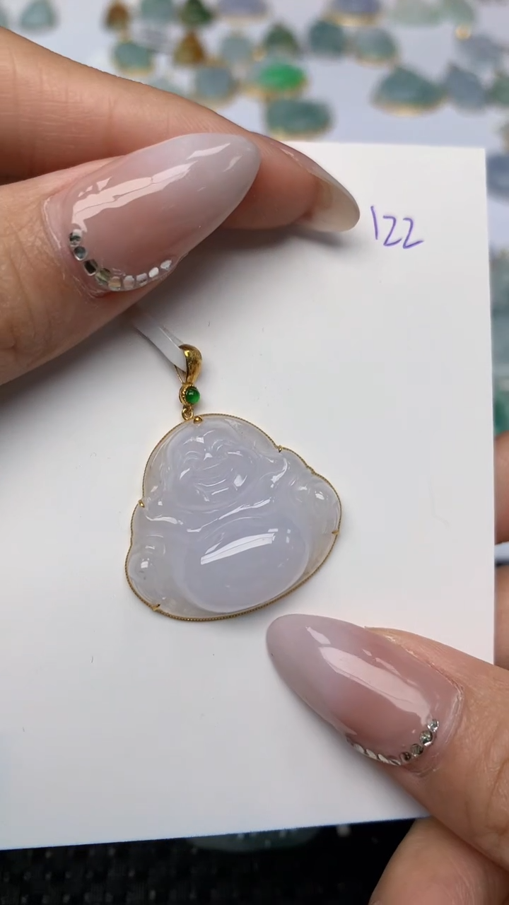 【闪购商品】翡翠颈饰18K金镶嵌天然翡翠A货