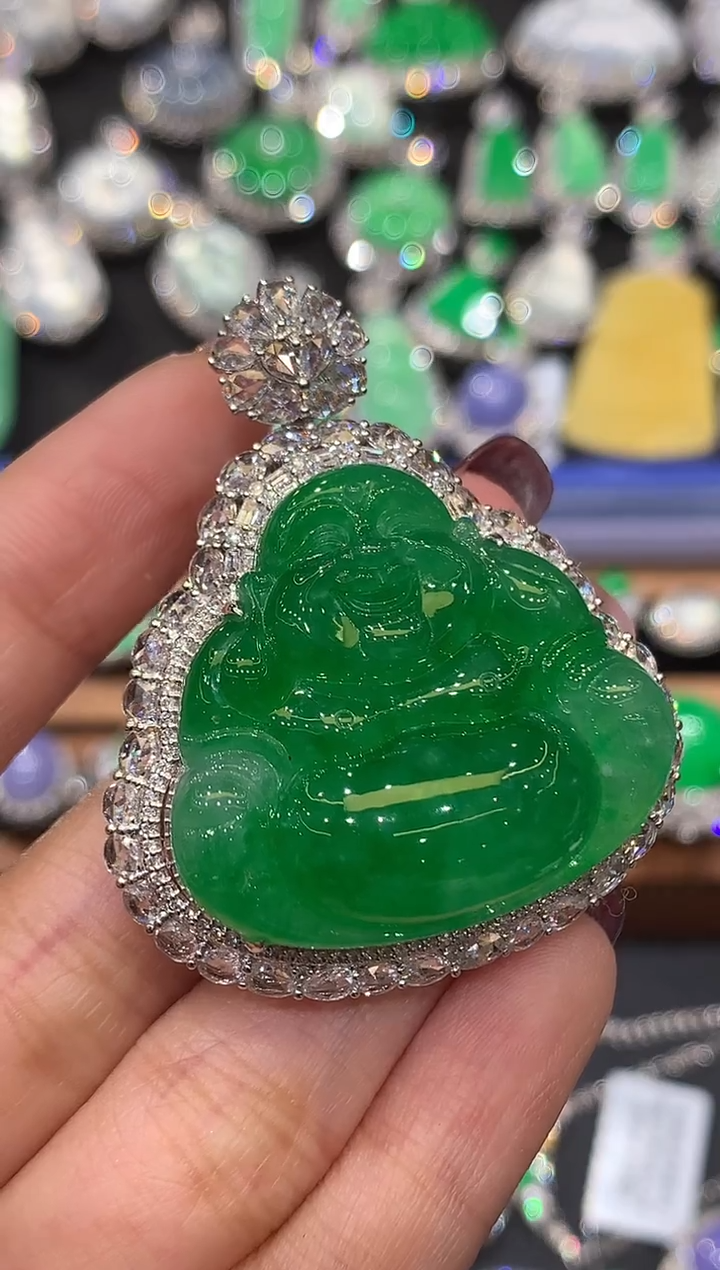 吊坠(不含链)18K金镶嵌翡翠L***娜定金 补尾款发 多样性发其一