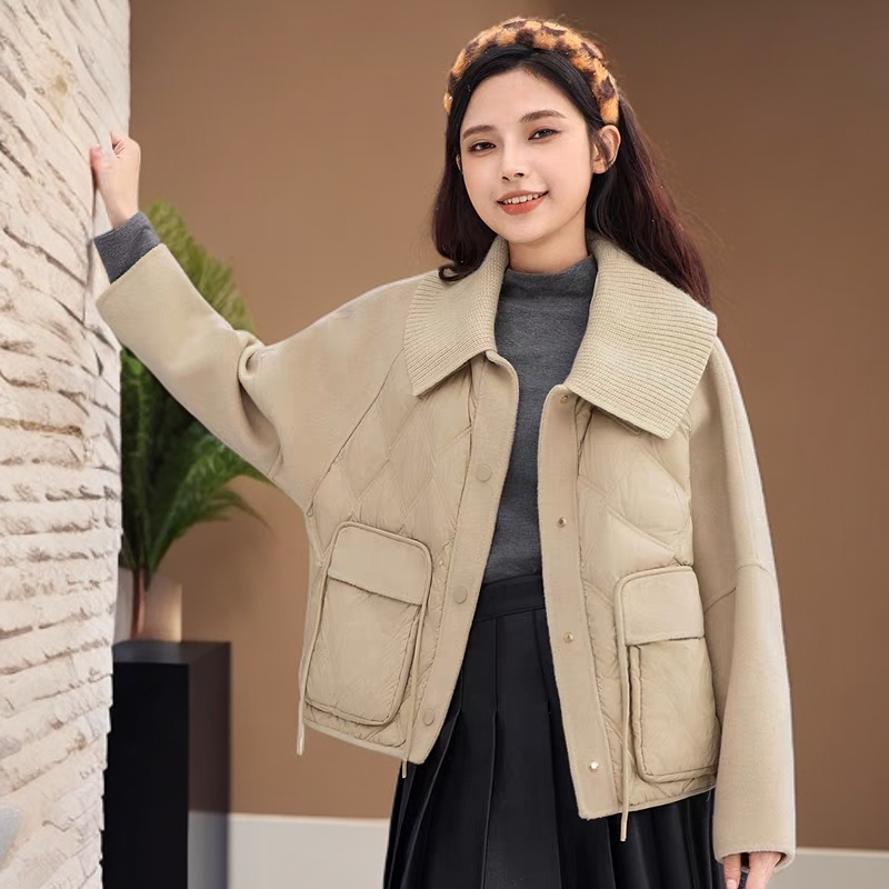 Y 806冬季新款爆款休闲短款双面羽绒拼接韩版羽绒服