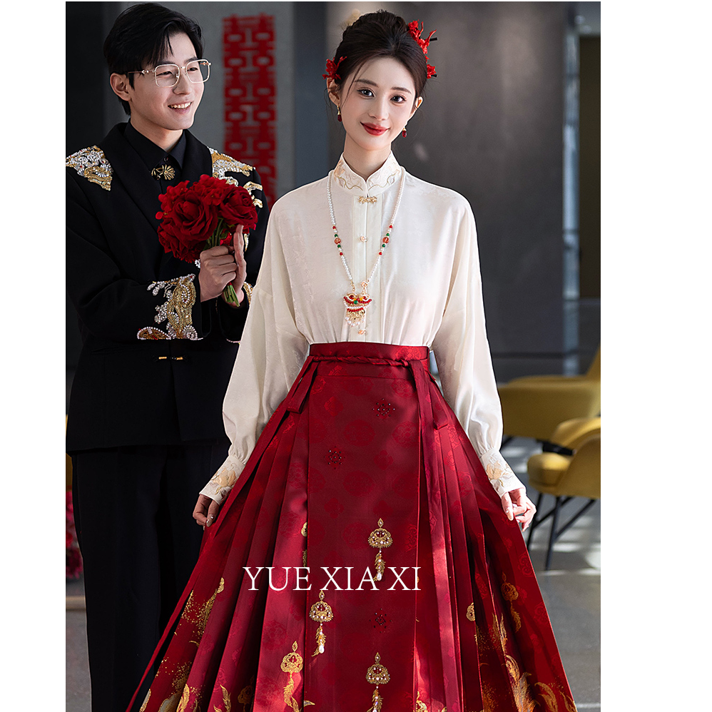 月下兮【含卉】2025新款马面裙套装新中式国风重工显瘦气质礼服女