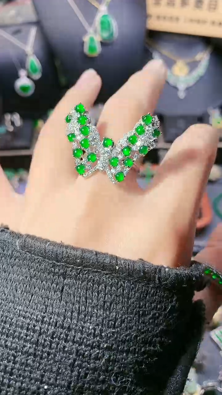 【闪购商品】翡翠戒指银S925镶嵌戒指