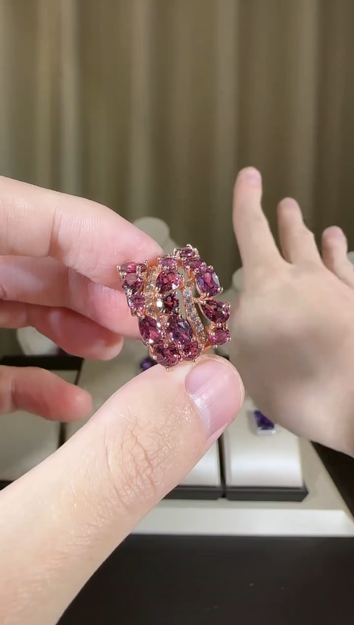 【闪购商品】石榴石戒指银S925镶嵌设计款