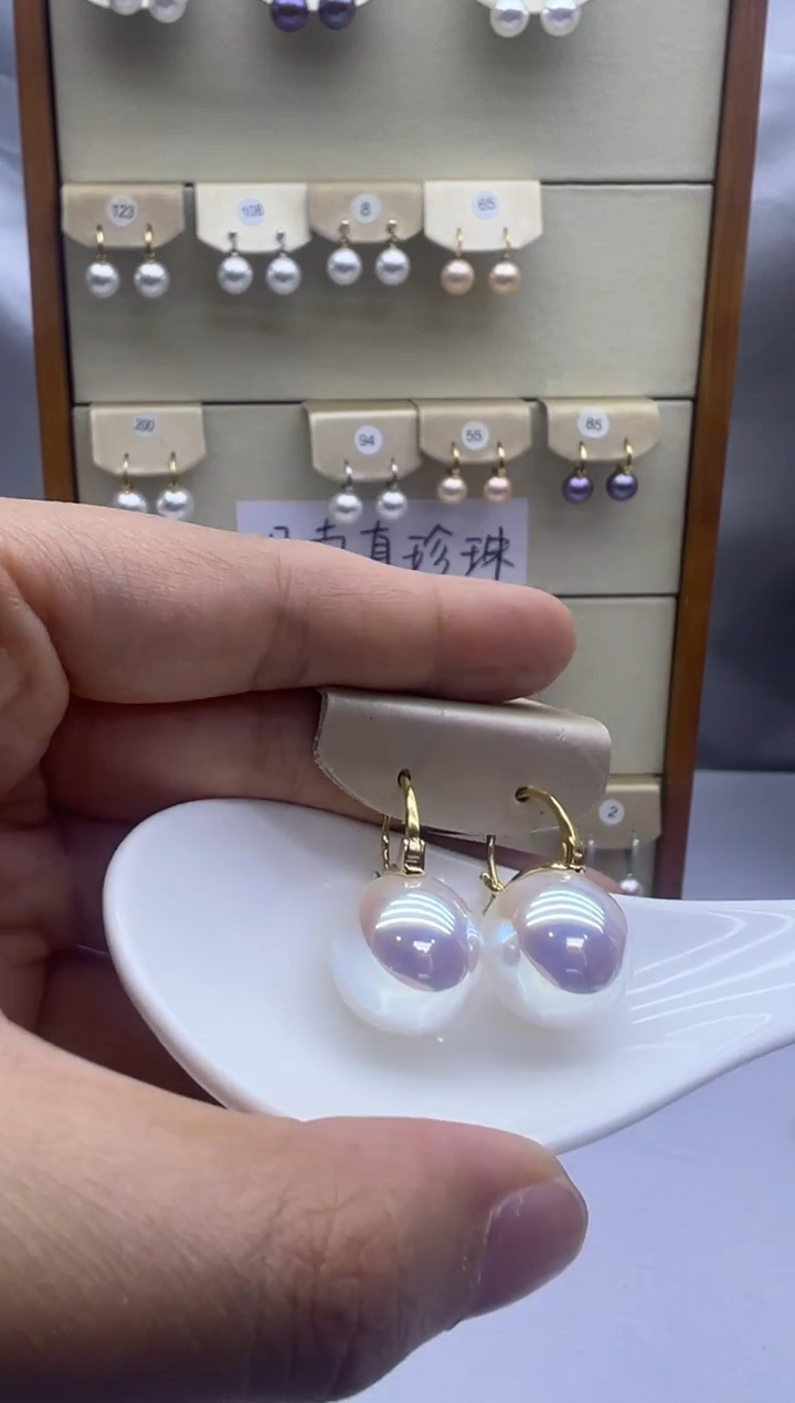 银S925镶嵌耳饰淡水珍珠1