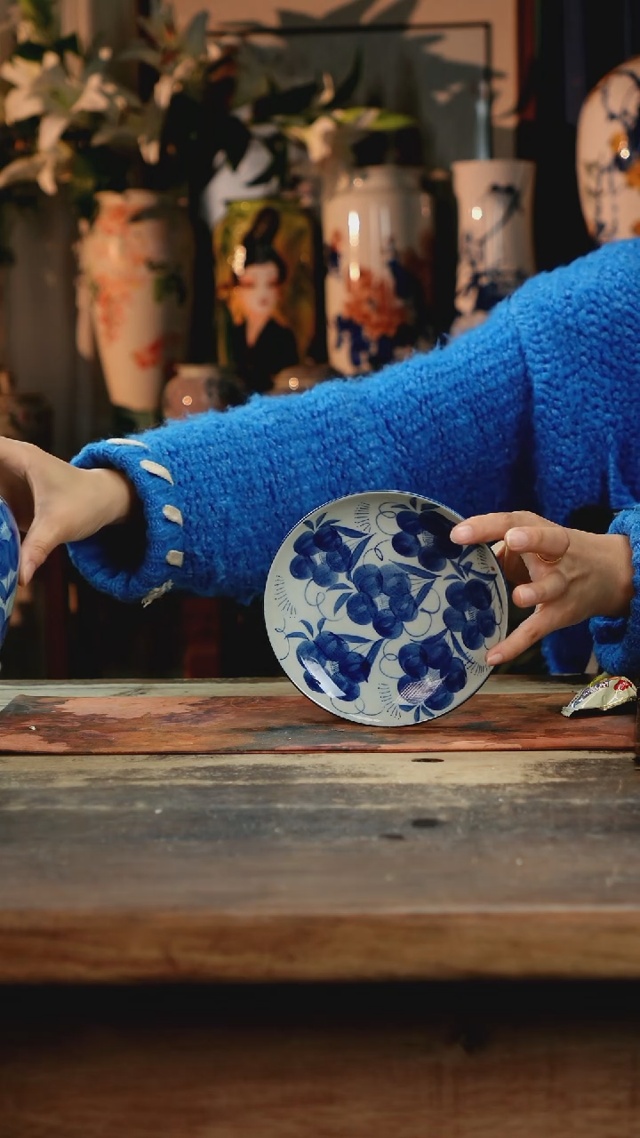 【闪购商品】瓷片景德镇纯手工釉下彩精品花瓶