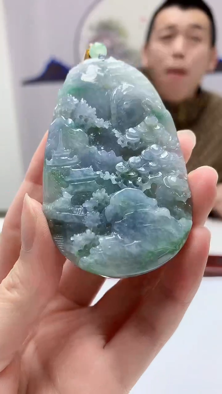 【闪购商品】定制翡翠未镶嵌4812zm-毛货挂件105山水