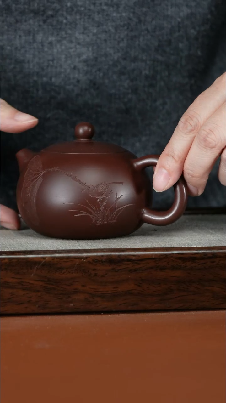 茶壶紫砂紫朱泥莲花西施210CC