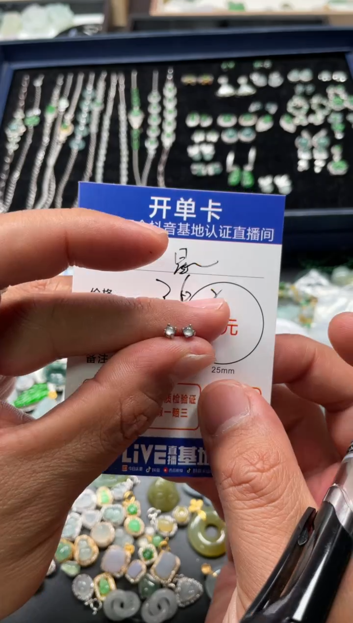 颈饰未镶嵌翡翠星**耀耳钉