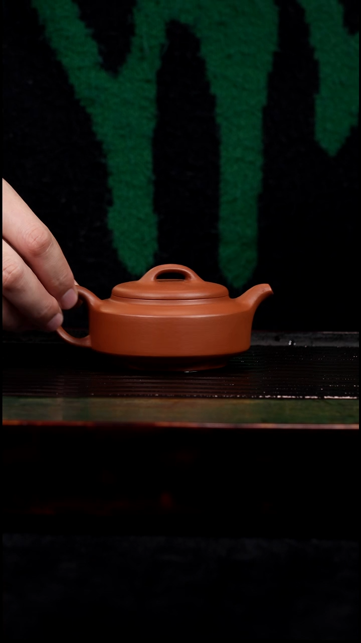 茶壶紫砂半手工赵庄朱泥扁石