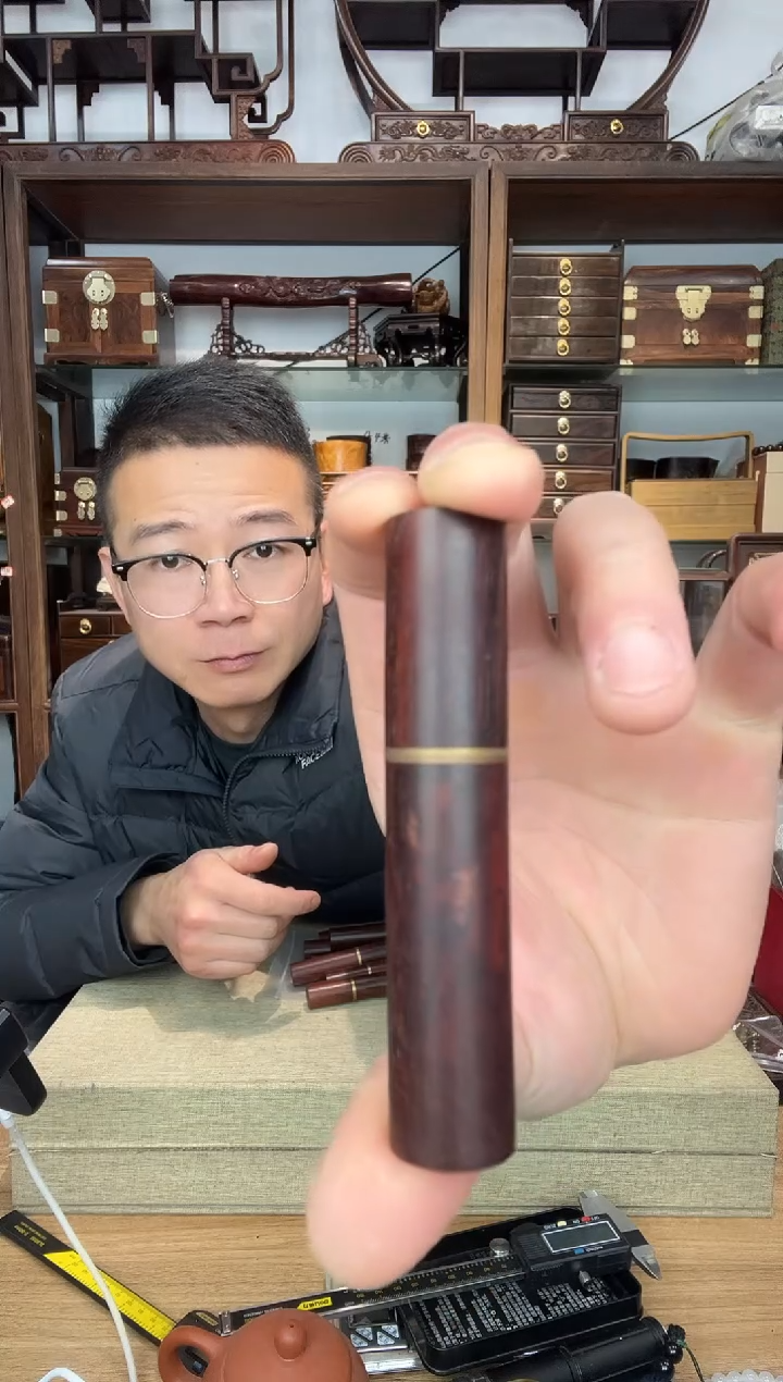 乌木类书架981小叶紫檀整木牙签筒  微瑕