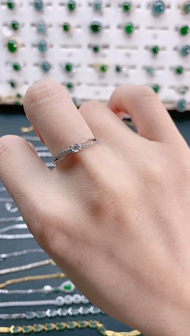 【闪购商品】翡翠戒指银S925镶嵌天然翡翠