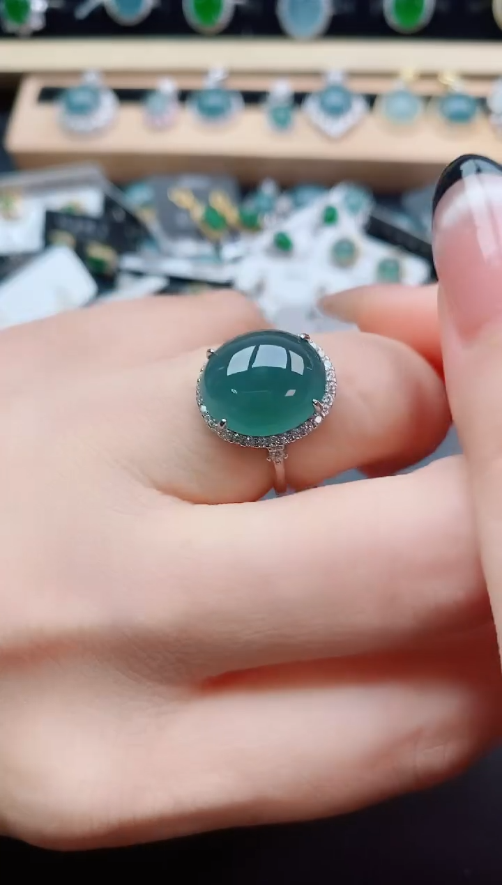 翡翠戒指银S925镶嵌1