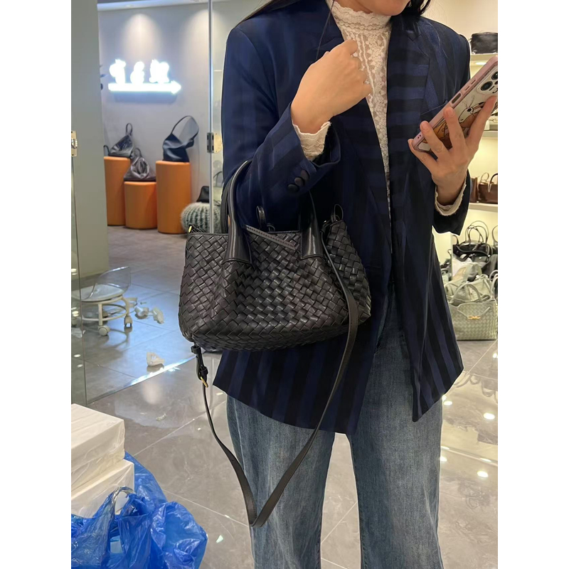 YUSHA/高档黑色编织手提包-10071