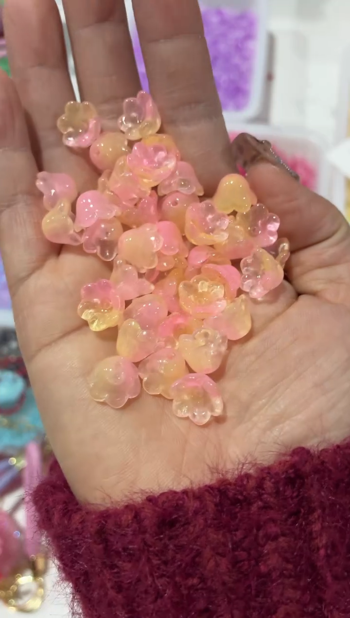 玻璃22027铃兰花100颗装水蜜桃