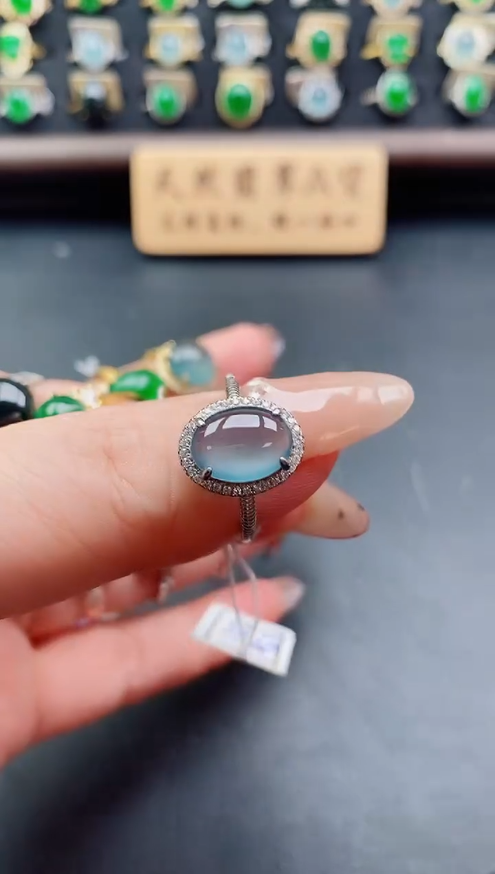 银S925镶嵌戒指翡翠1