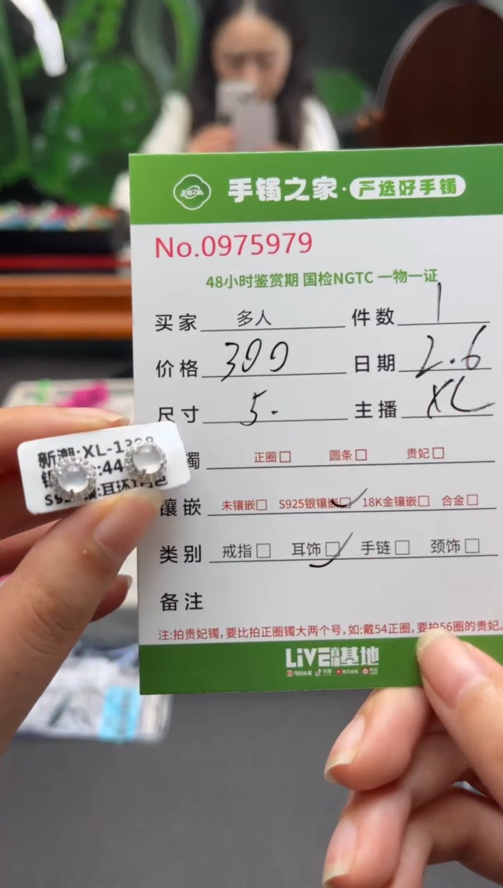 【闪购商品】翡翠耳饰银S925镶嵌多人