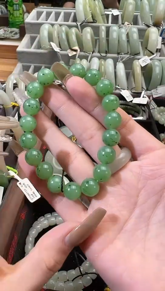 【闪购商品】和田玉手串未镶嵌俄料乌兰海碧玉手串卡10