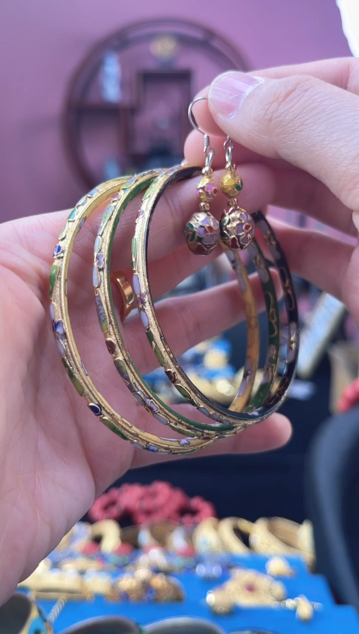 非遗 景泰蓝 金地 叮当镯 三只一套 