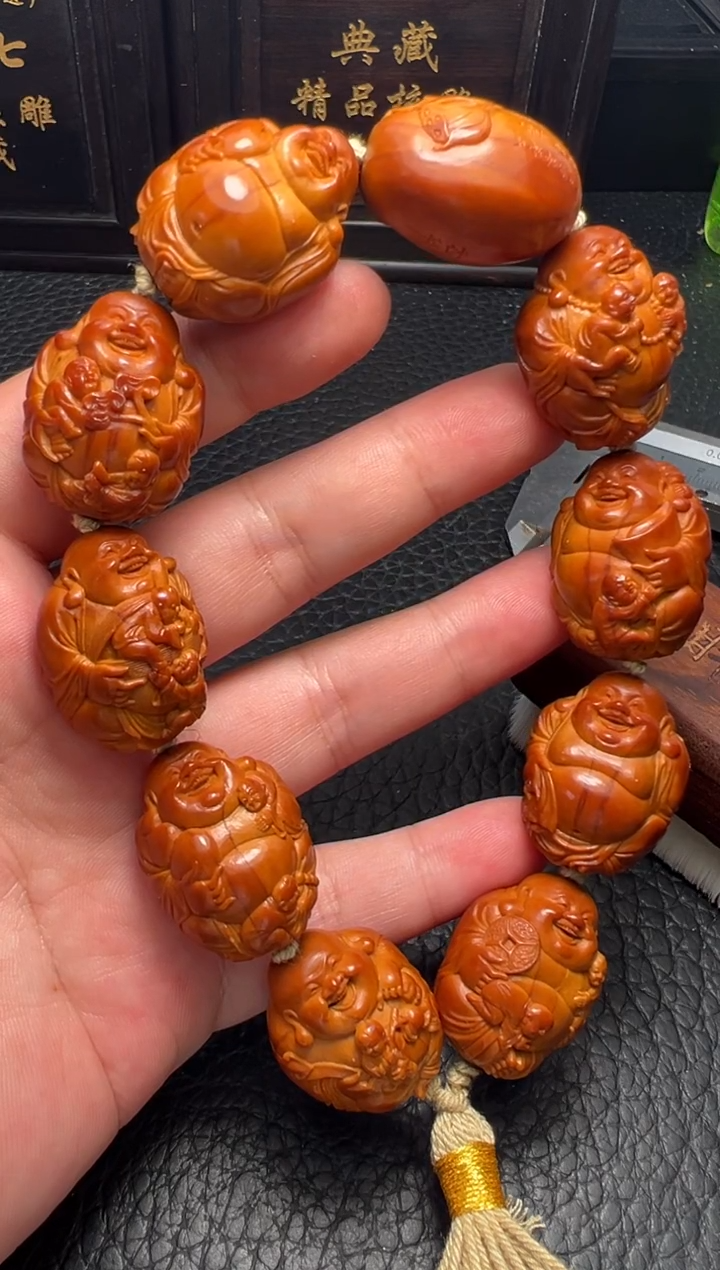 手串/手链橄榄核回血高震华双童子弥勒手串
