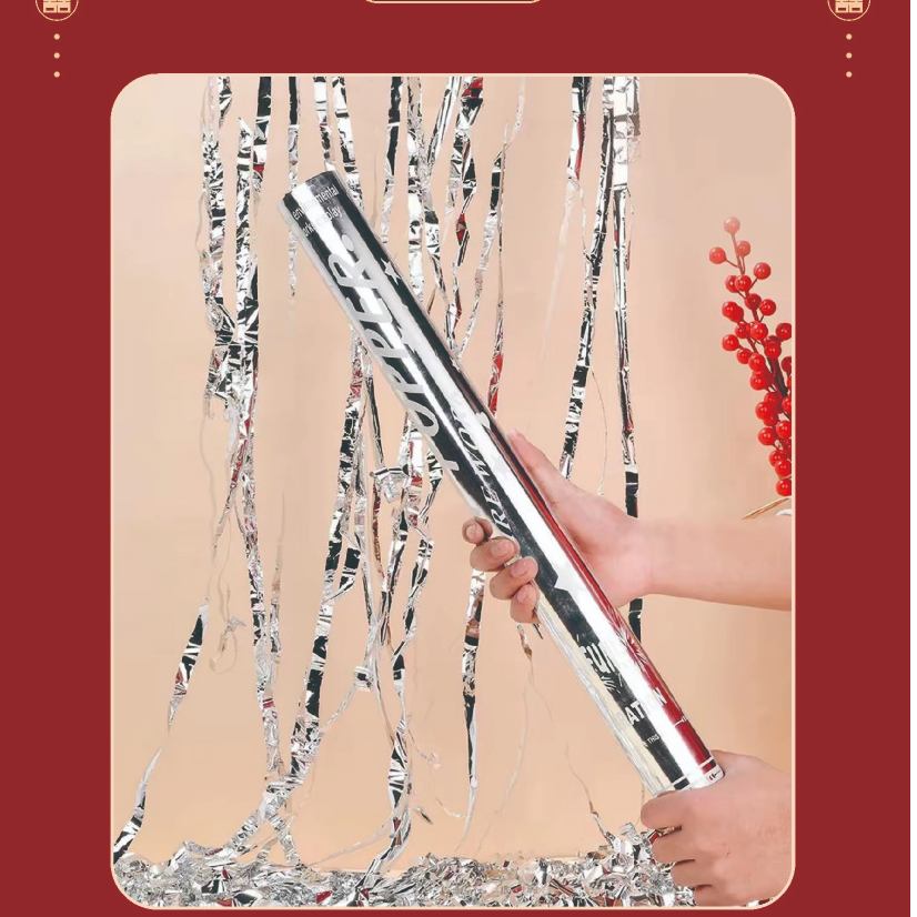 银色流星雨彩带礼炮手持喷花筒结婚庆典生日派对氛围感道具