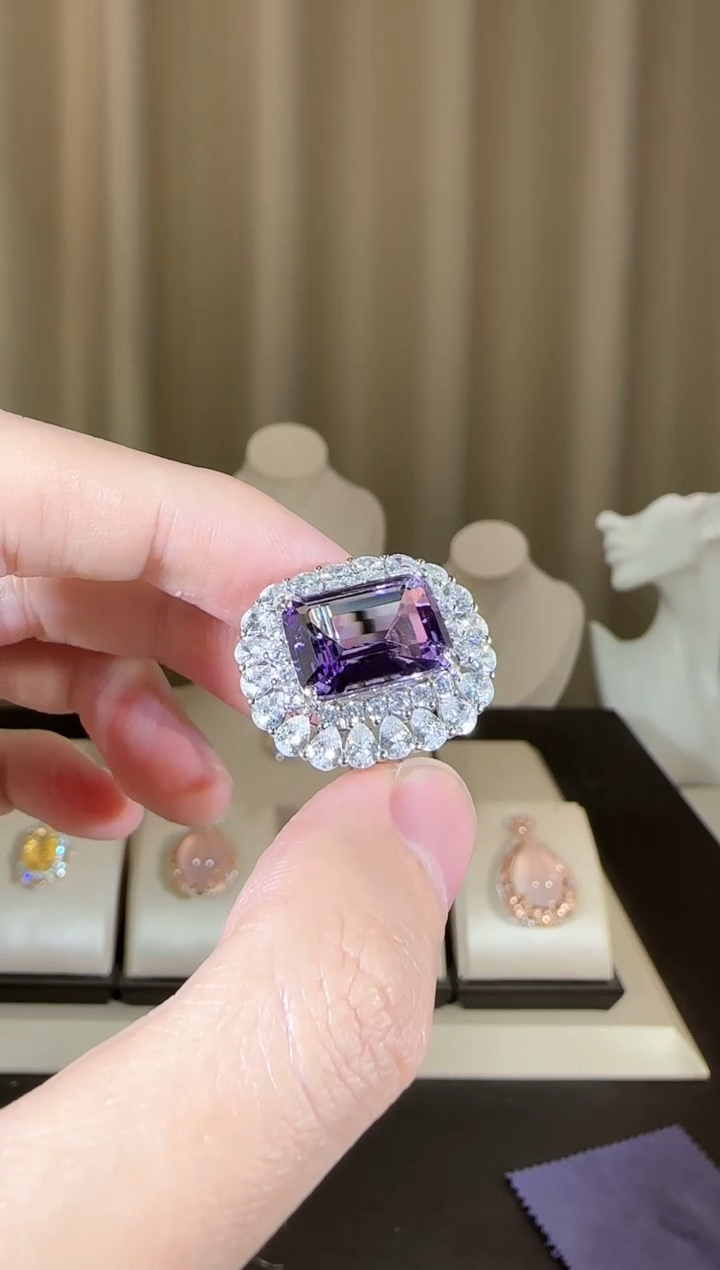 【闪购商品】紫晶戒指银S925镶嵌10*14mm