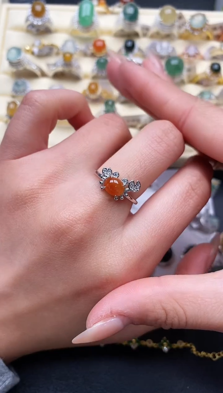 【闪购商品】翡翠戒指银S925镶嵌3333333+7