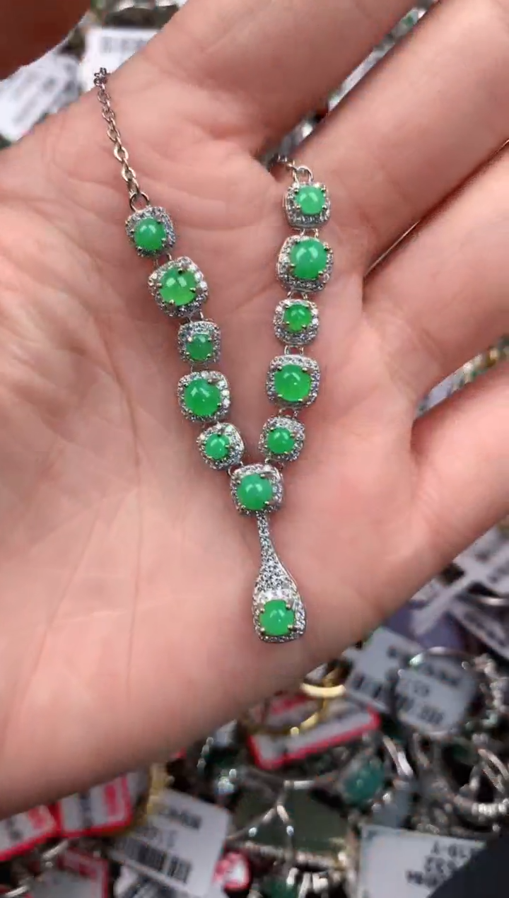 银S925镶嵌戒指翡翠10                     7