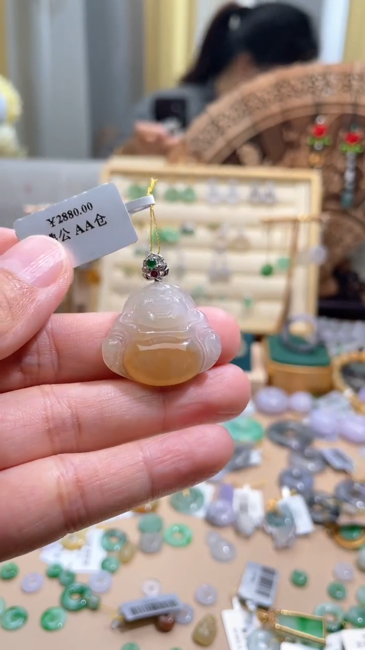 【闪购商品】翡翠颈饰18K金镶嵌佛公