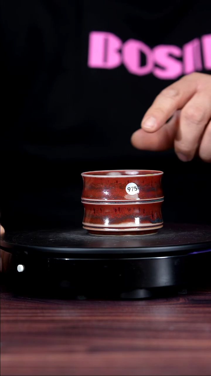 壶瓷975#李盼龙一级品原矿钧瓷竹节杯