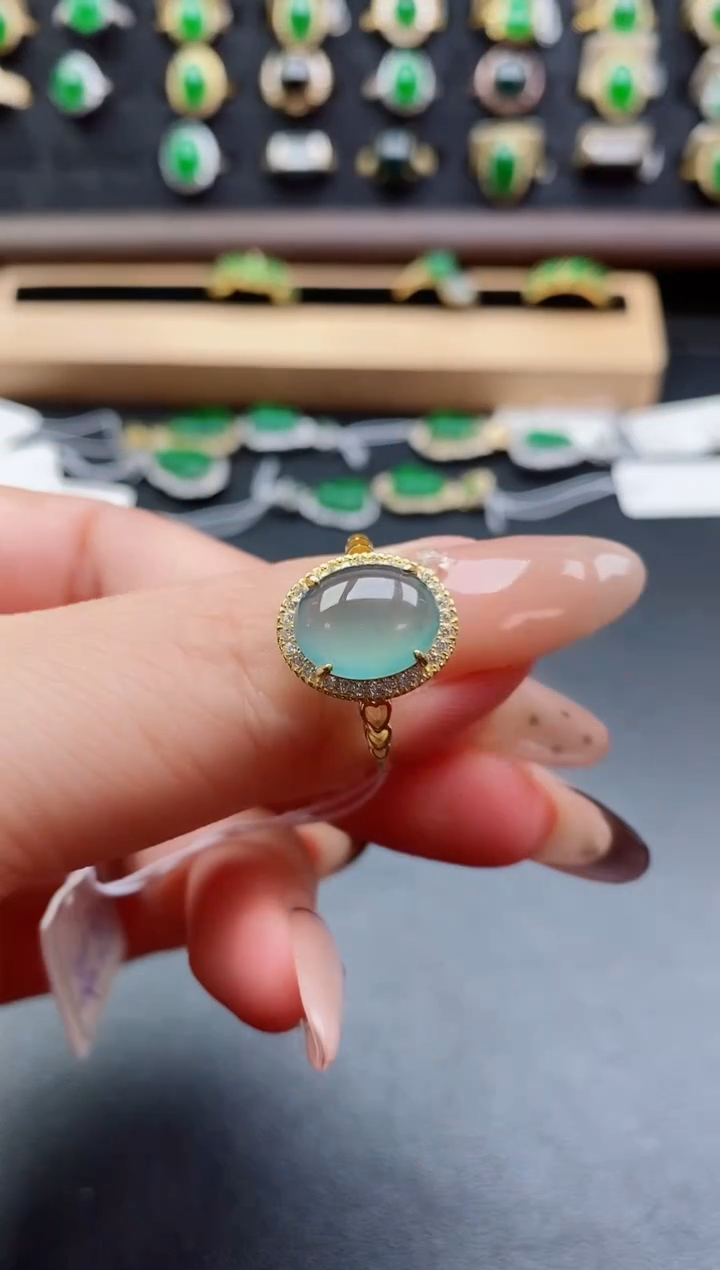 银S925镶嵌戒指翡翠1