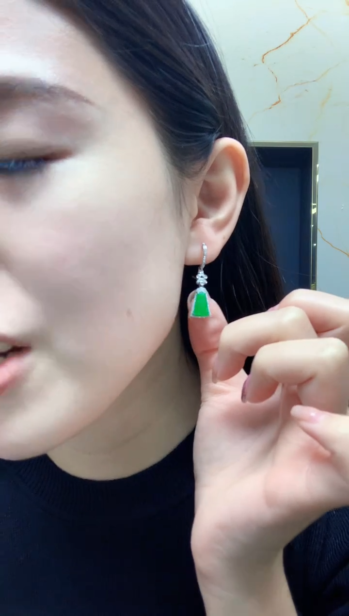 18K金镶嵌翡翠耳饰LSR多样性发其一