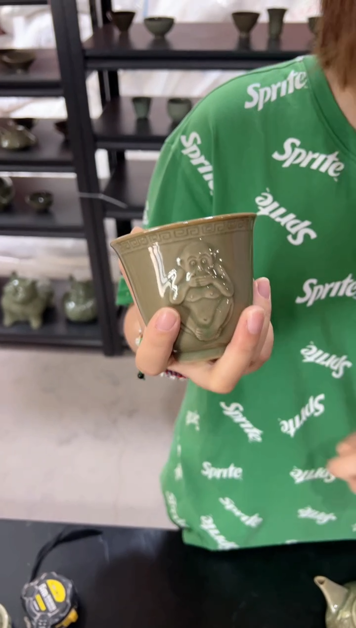 耀州窑三不猴主人杯大杯