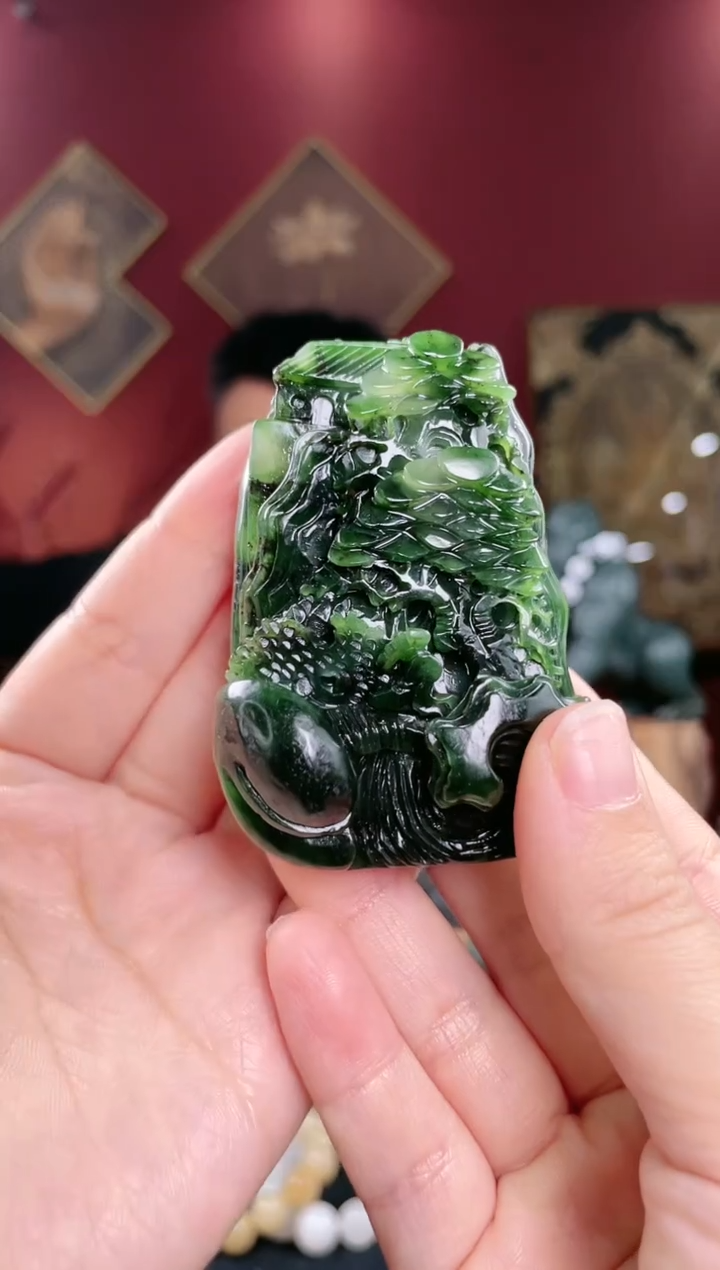 【闪购商品】和田玉把件未镶嵌碧玉山水