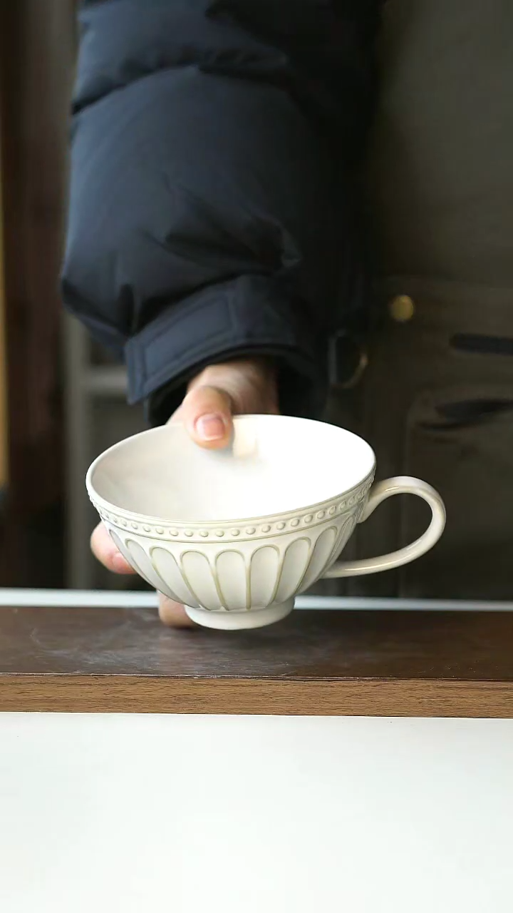 【闪购商品】玻璃洛可可浮雕咖啡杯@4-2@