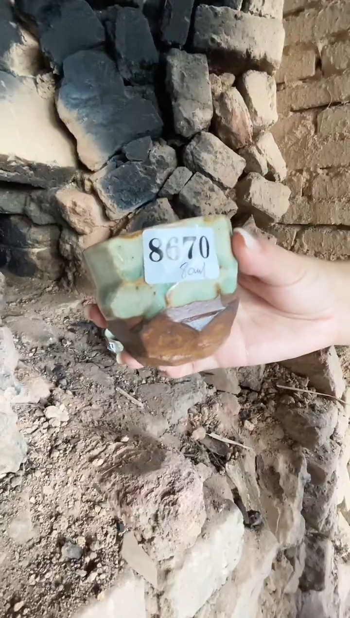 8670  裸烧铁胎天珠杯@@st-TTB 