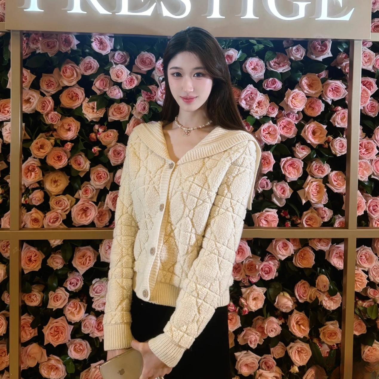 未使用 DIOR/迪奥 混纺纹理藤格纹针织衫