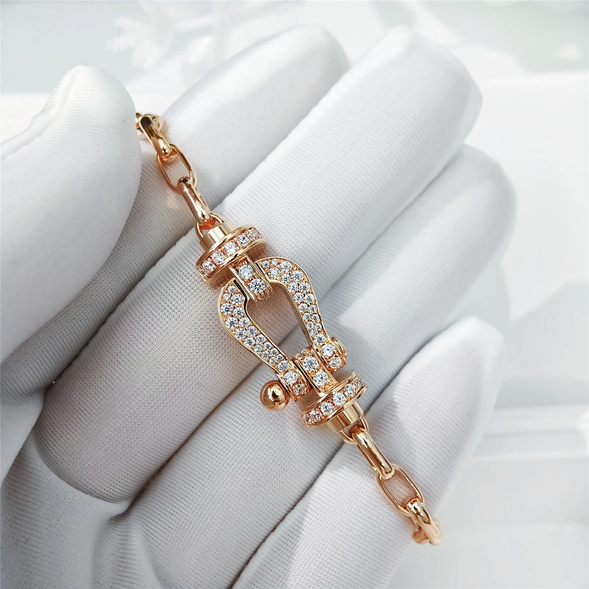 铜合金莫桑石手链 456 设计师款轻奢高定马蹄手链