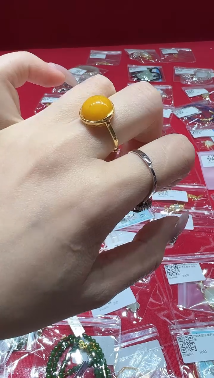 【闪购商品】琥珀戒指银S925镶嵌gsj5456