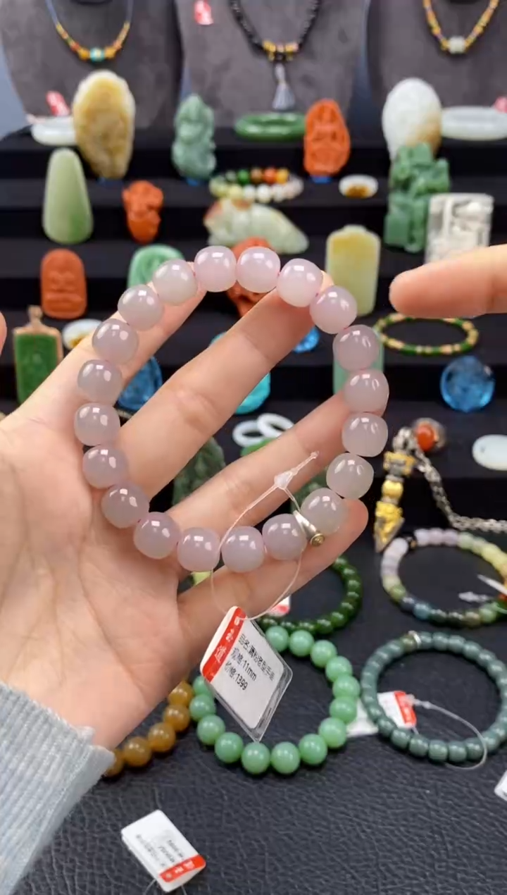 【闪购商品】和田玉-未镶嵌11mm藕粉老型手串