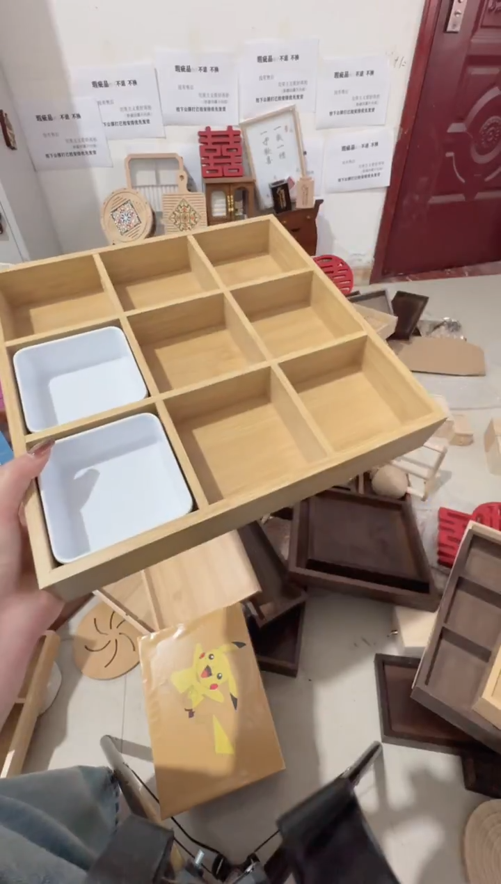 原木色九宫格加九个小碗微瑕拍下不退不换无售后