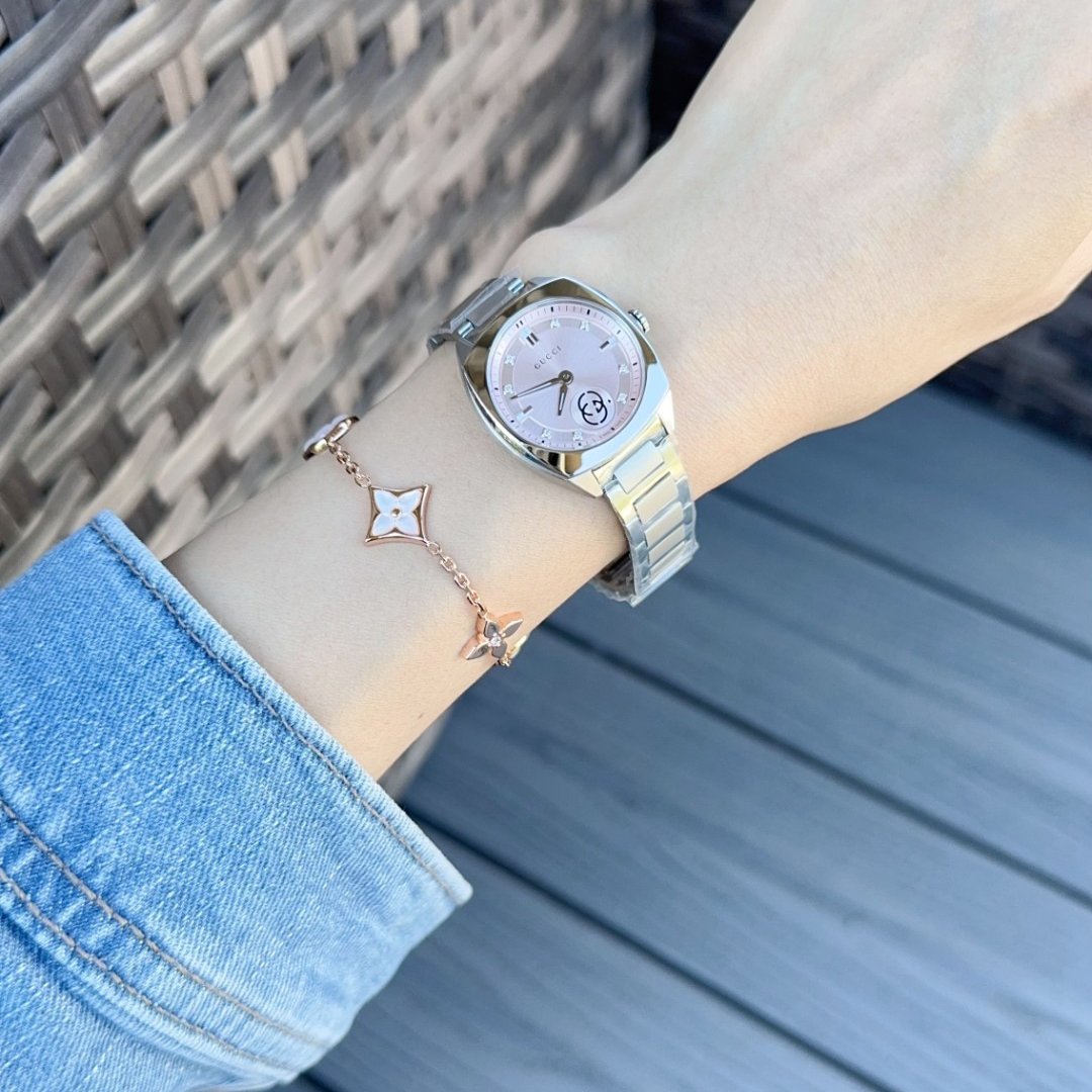 【周周专属】古驰Interlocking系粉色石英腕表29MMYA142511