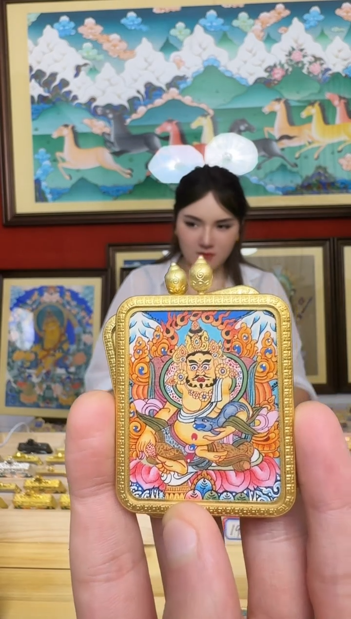 吊坠黄财神-热贡纯手绘周毛