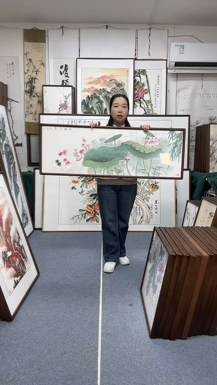 国画尺寸42*123实木画框京东包邮手绘