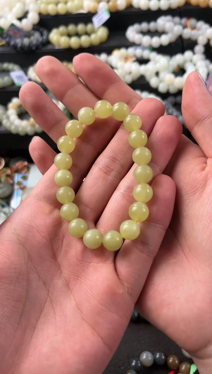 【闪购商品】和田玉手串未镶嵌若羌青黄口手串卡10mm微色差