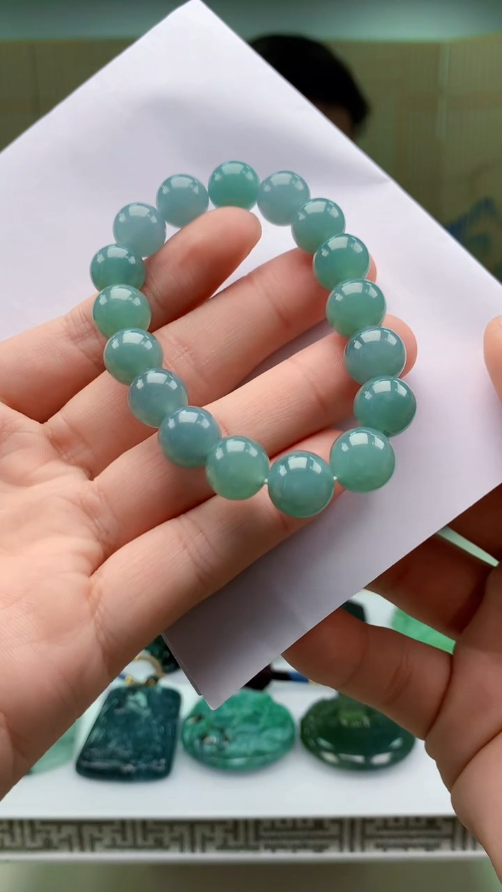 【闪购商品】定制翡翠未镶嵌4917bb-毛货手串57
