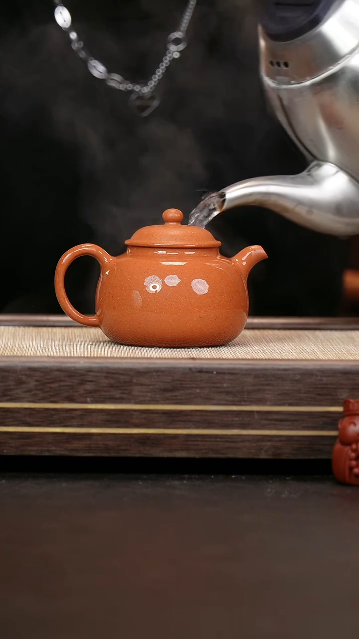 茶壶紫砂红泥  掇球  全手工