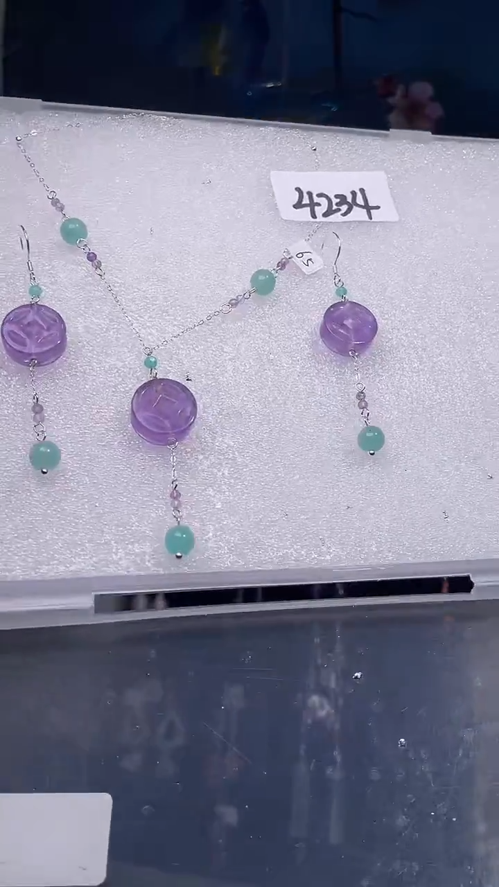 银S925镶嵌耳饰紫晶喜欢拍
