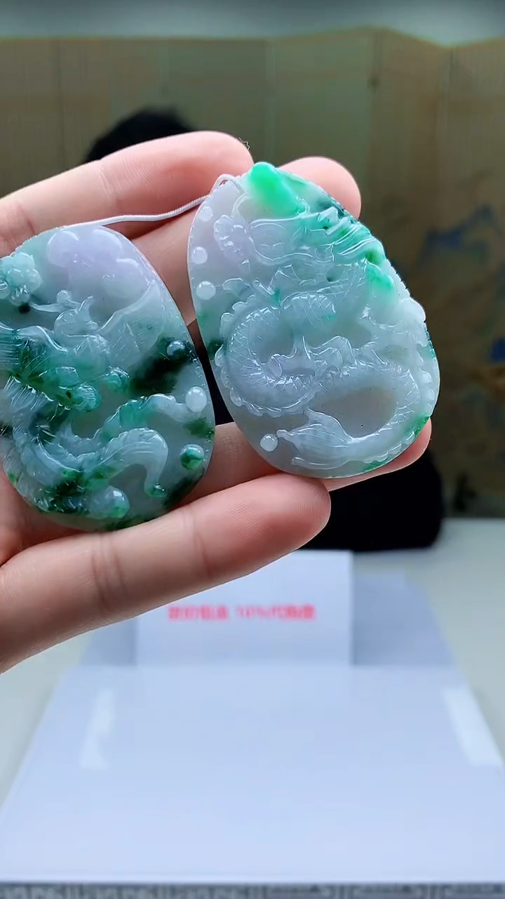 【闪购商品】定制翡翠未镶嵌5152bb-毛货挂件一对121