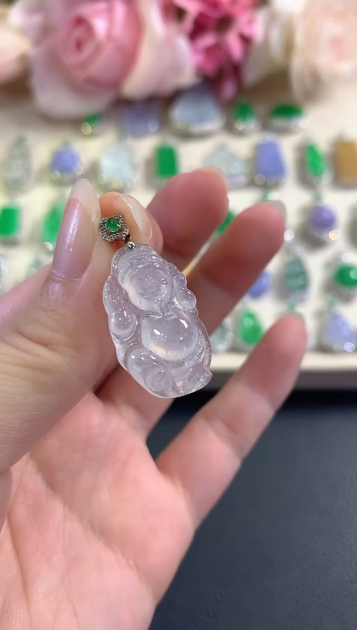 吊坠(不含链)18K金镶嵌翡翠b5     