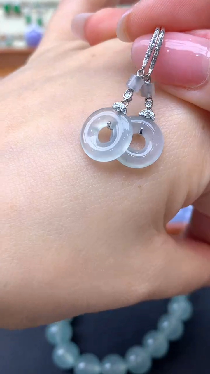 【闪购商品】翡翠耳饰18K金镶嵌201-天然翡翠