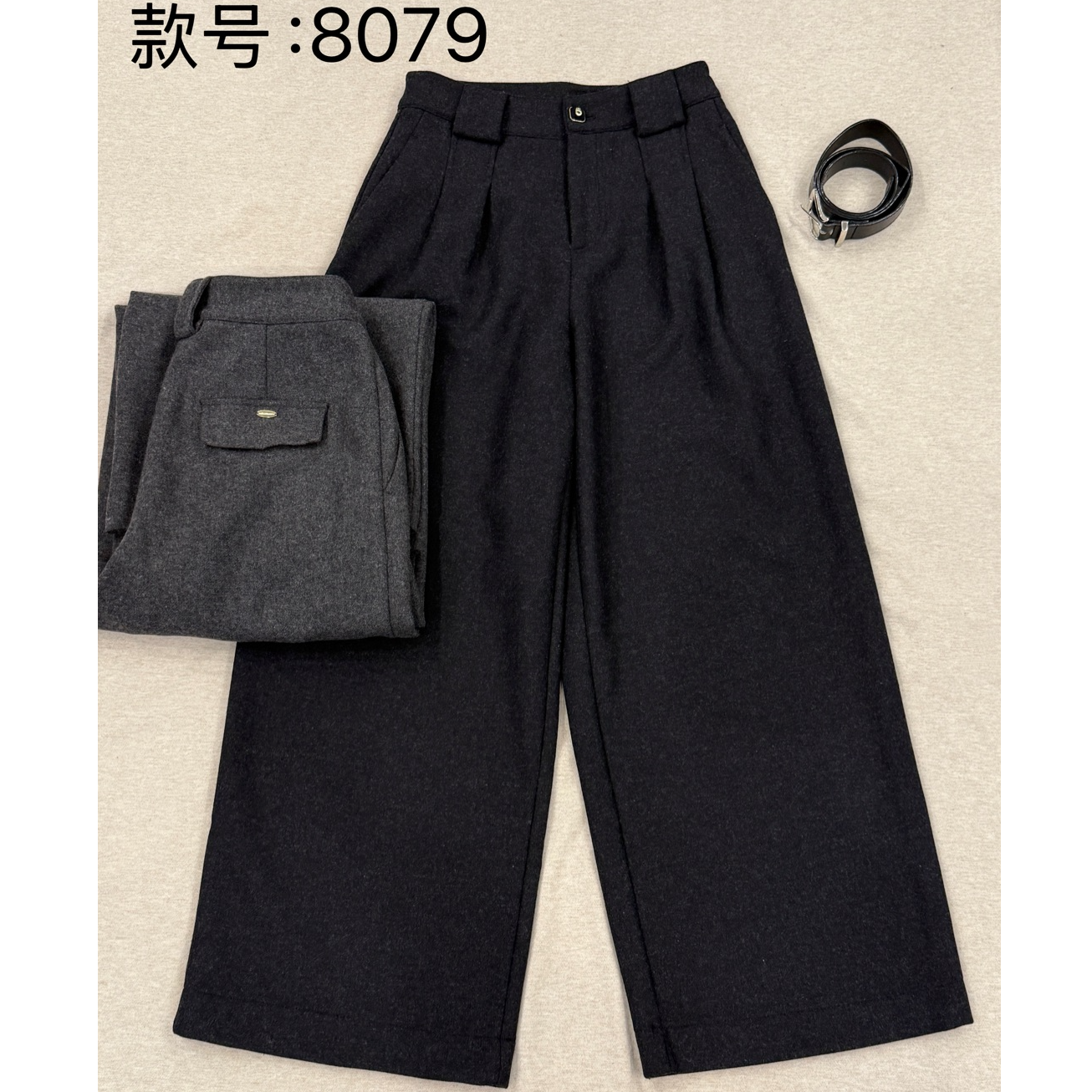 8079秋冬垂感长裤直筒裤休闲裤常规款轻熟风百搭裤